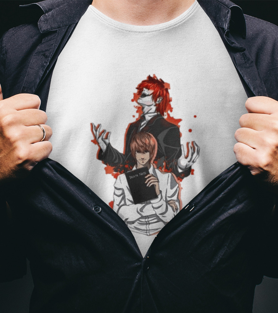 Light Yagami Raito And Ryuk Holding Death Note Anime T-Shirt