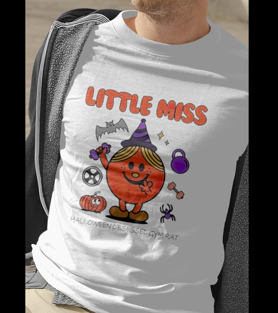 Little Miss Halloween Obsessed Gym Rat Witch With Pumpkins And Weights T-Shirt