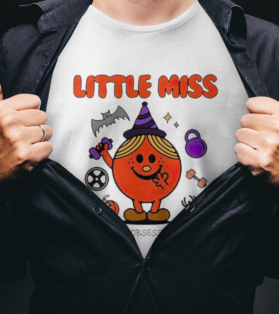 Little Miss Halloween Obsessed Gym Rat Witch With Pumpkins And Weights T-Shirt