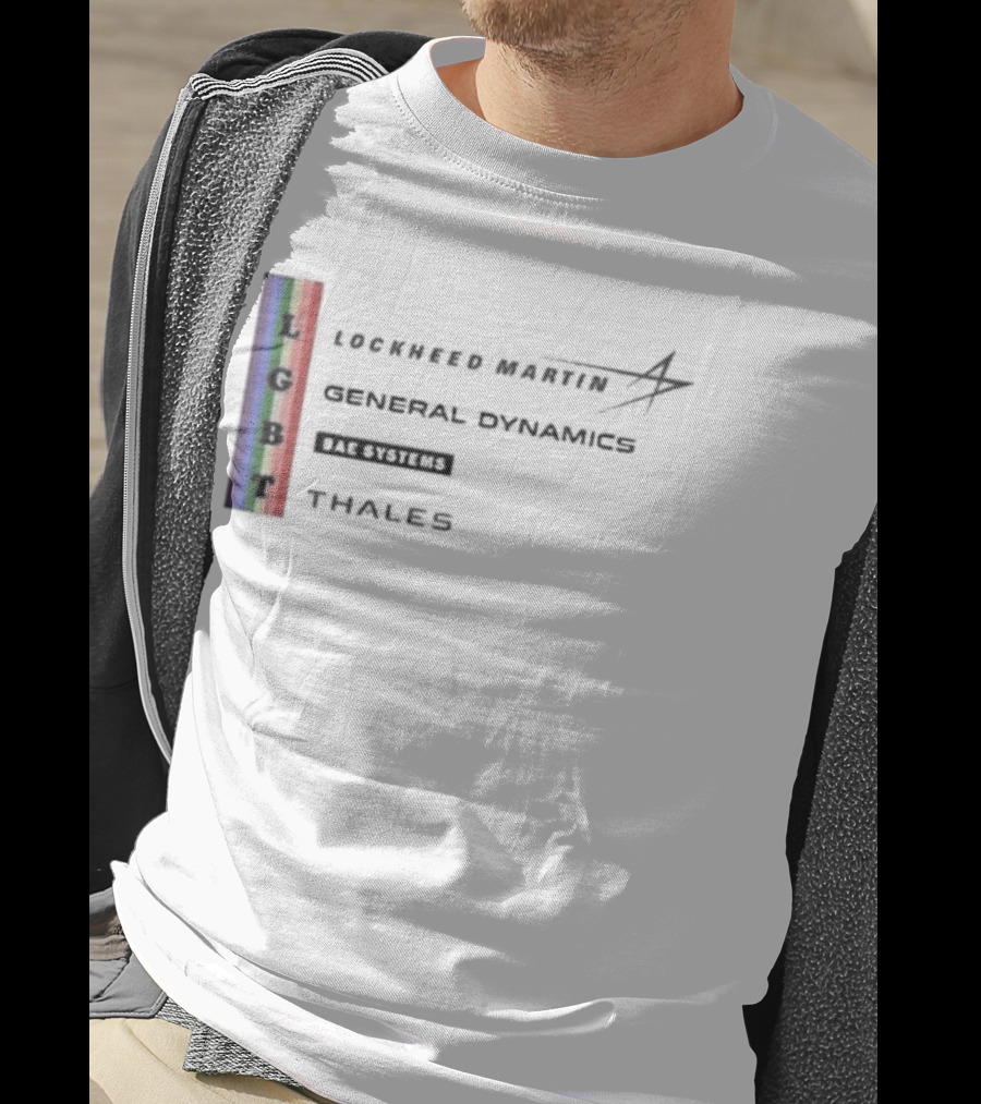 Lockheed Martin General Dynamics BAE Systems Thales LGBT Rainbow Vertical T-Shirt