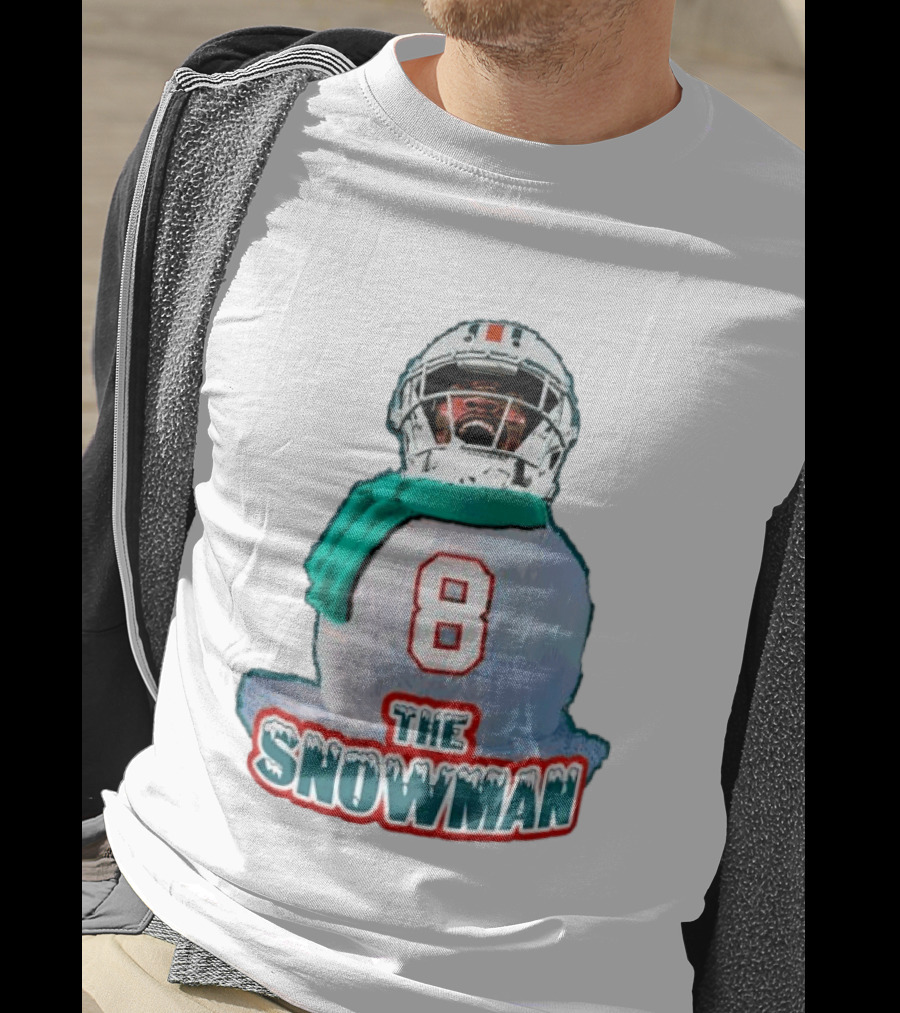 Miami Dolphins Jevon Holland 8 The Snowman Christmas T-Shirt