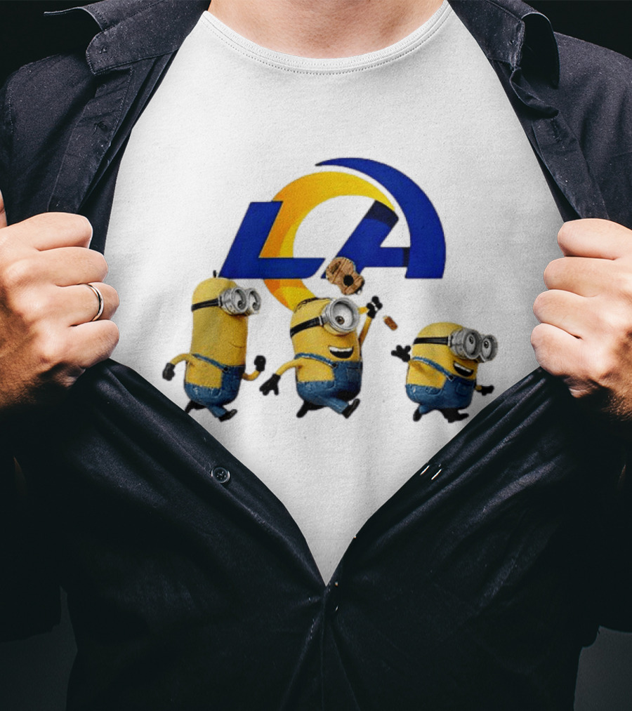 Minions LA Rams Football Team Crossover Fun T-Shirt
