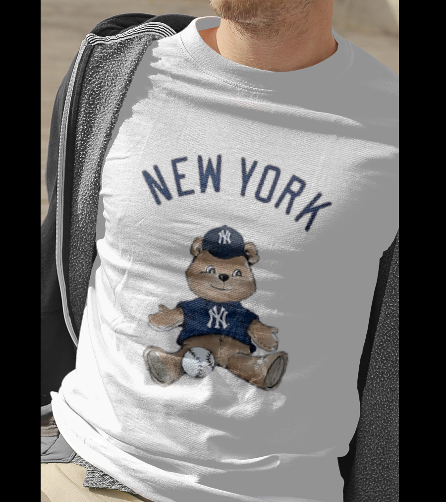 New York Yankees Teddy Bear With Baseball Cap And Baseball Youth T-Shirt