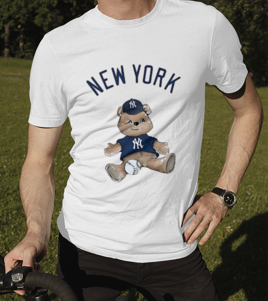 New York Yankees Teddy Bear With Baseball Cap And Baseball Youth T-Shirt