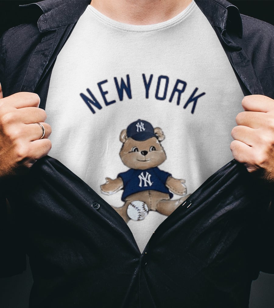New York Yankees Teddy Bear With Baseball Cap And Baseball Youth T-Shirt