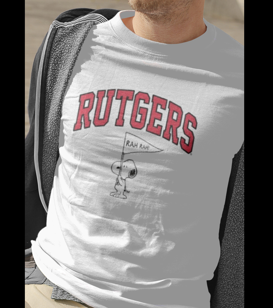 Rutgers Scarlet Knights Snoopy Rah Rah Flag T-Shirt