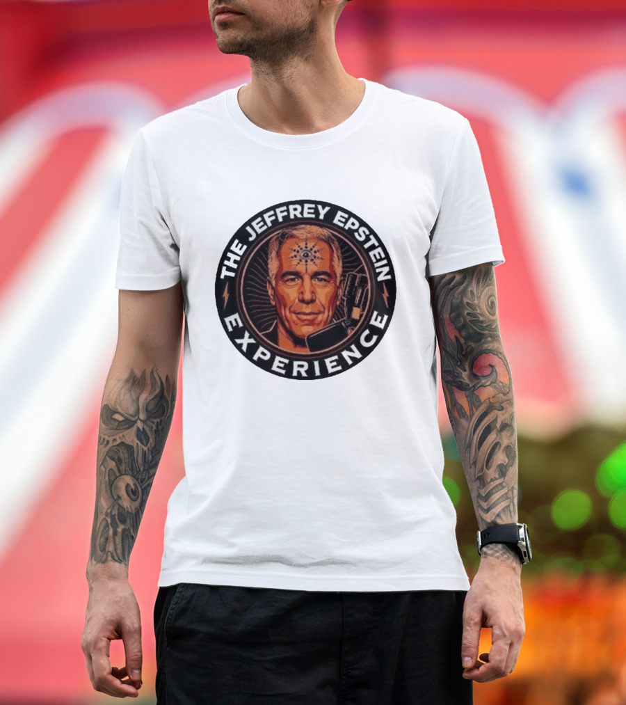 The Jeffrey Epstein Experience Meme Parody Headshot With Microphone And Psychedelic T-Shirt