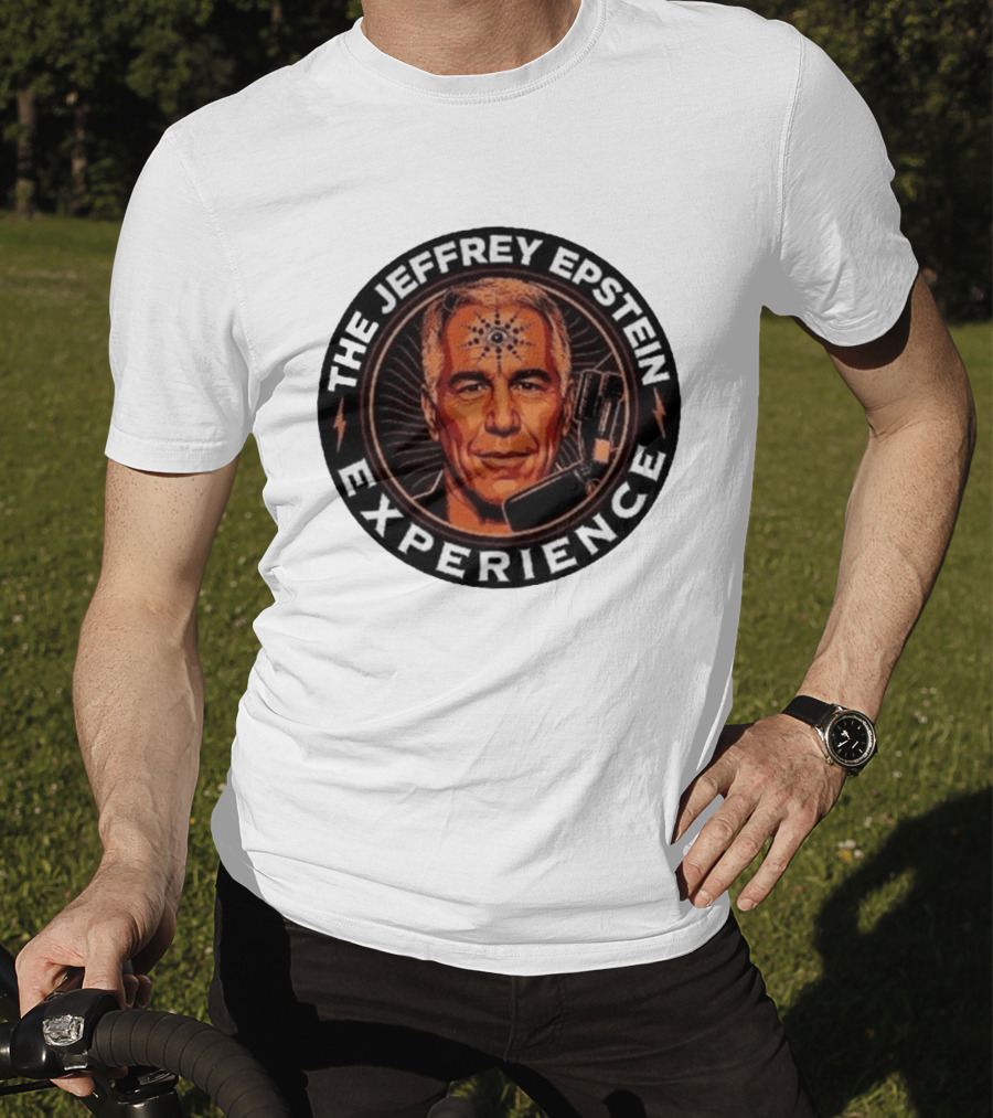 The Jeffrey Epstein Experience Meme Parody Headshot With Microphone And Psychedelic T-Shirt