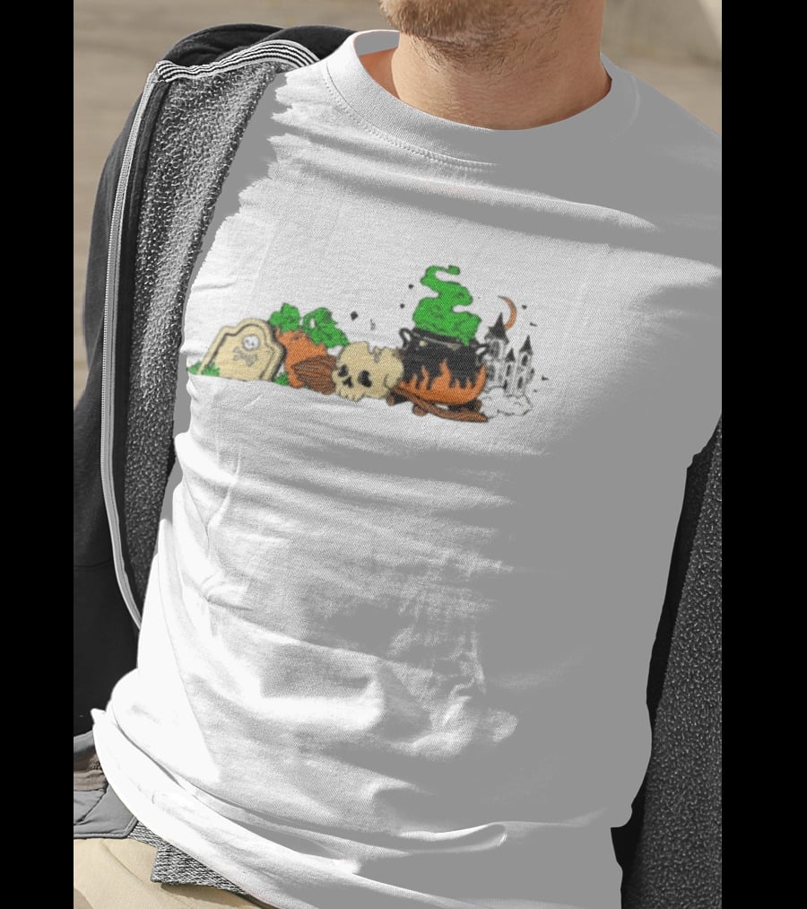 Spooky Kentucky Halloween With Pumpkins And Skull Scene T-Shirt