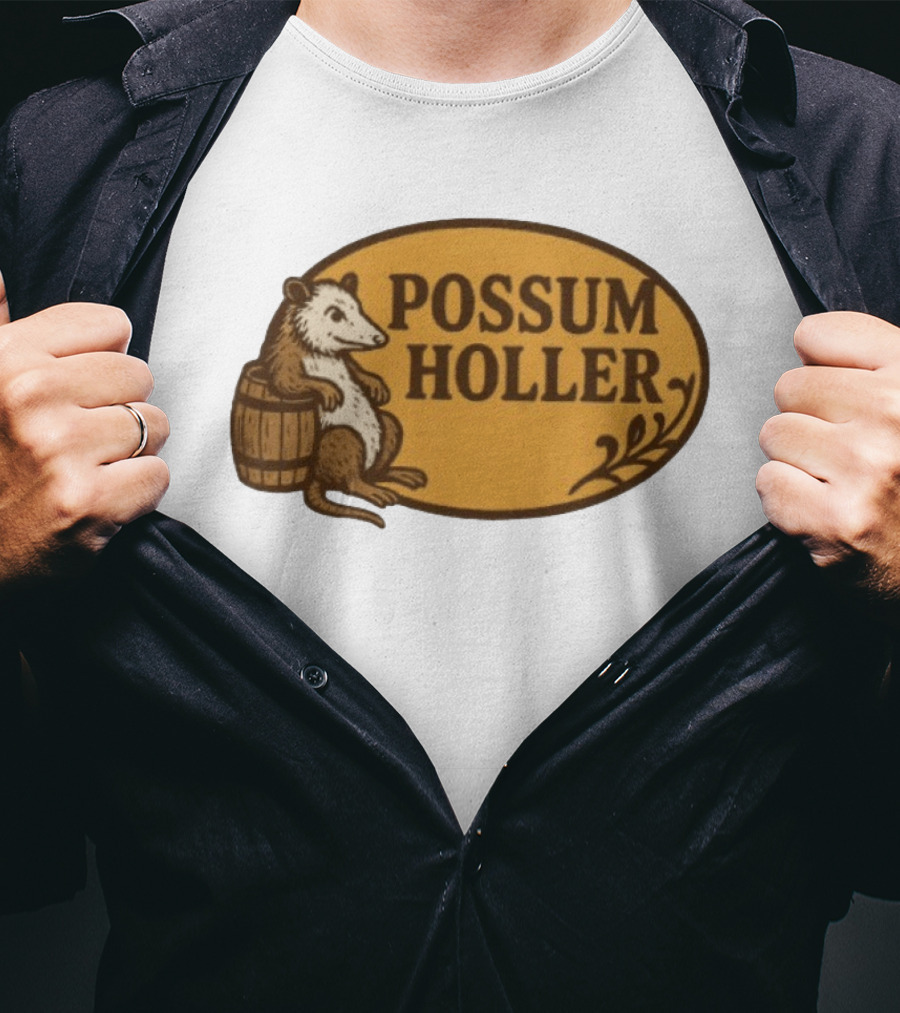 Possum Holler Rustic Opossum With Barrel T-Shirt