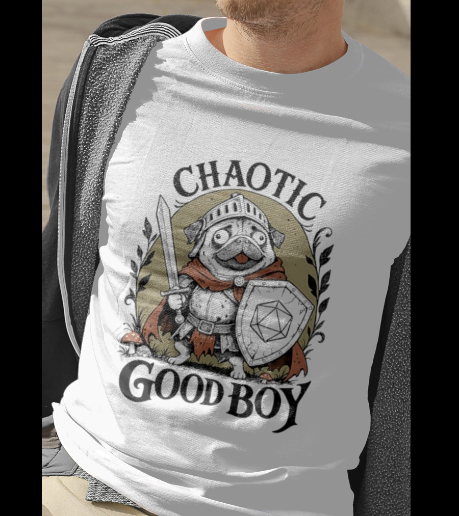 Chaotic Good Boy Pug Knight Adventure Dungeons And Dragons T-Shirt
