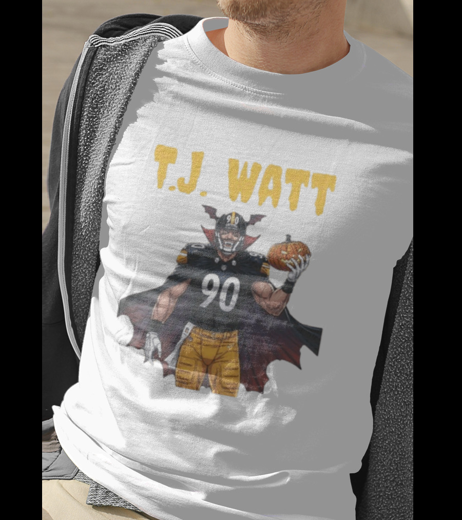 T.J. Watt Pittsburgh Steelers Halloween Dracula 90 Football Pumpkin T-Shirt