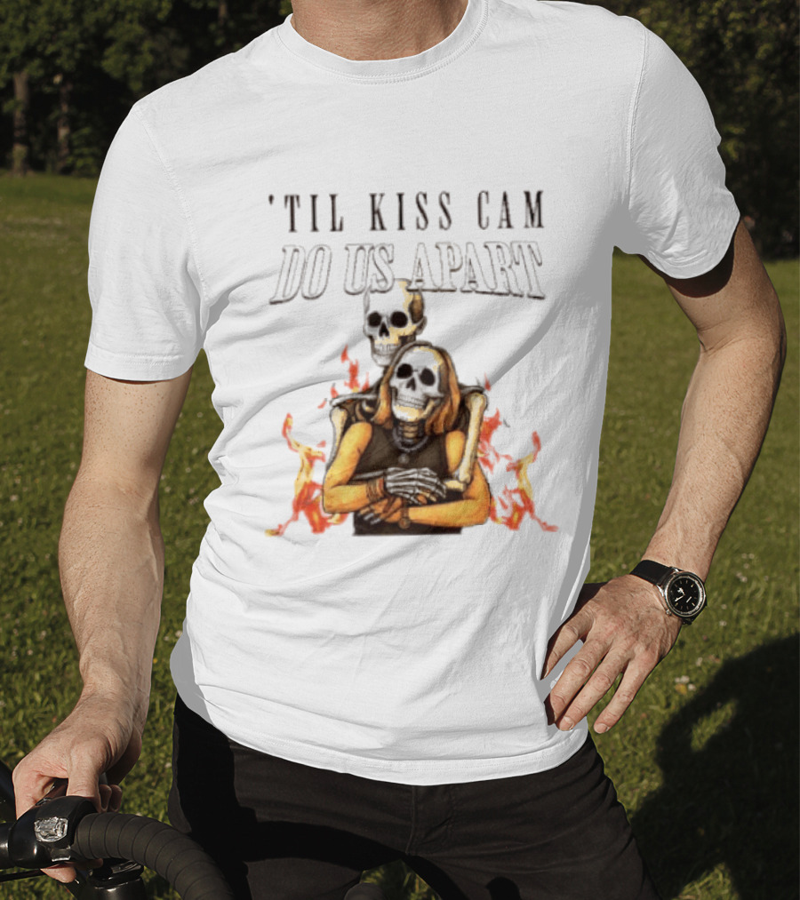 Til Kiss Cam Do Us Part Skeleton Halloween Flames T-Shirt