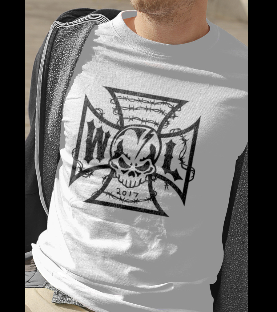 Warren Lotas Iron Cross Skull W L 2017 White T-Shirt