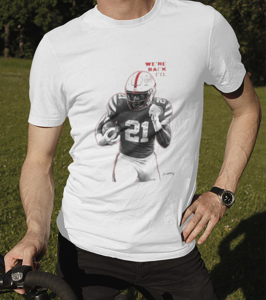 We're Back CO EMoney Backfield Football Player Number 21 Football Helmet Illustrated T-Shirt