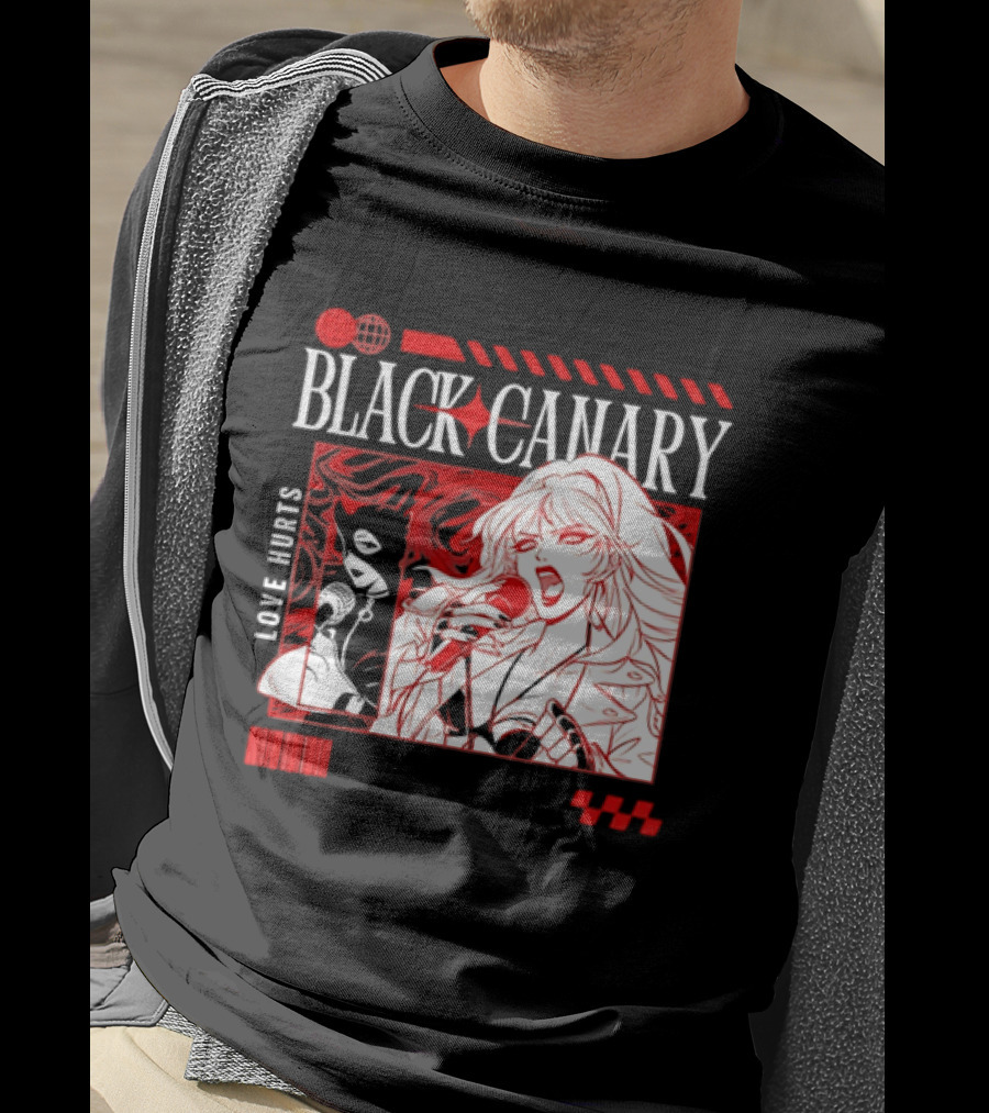 Black Canary Love Hurts DC Comics Superhero Microphone Music Scene T-Shirt