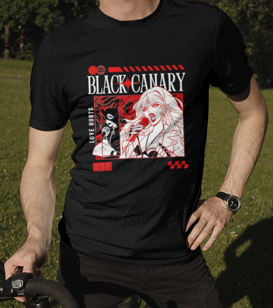 Black Canary Love Hurts DC Comics Superhero Microphone Music Scene T-Shirt