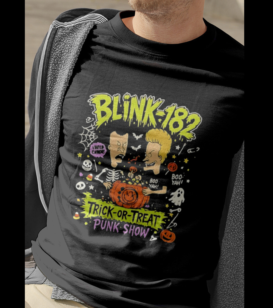 Blink 182 Beavis And Butt Head Halloween Trick Or Treat Punk Show T-Shirt