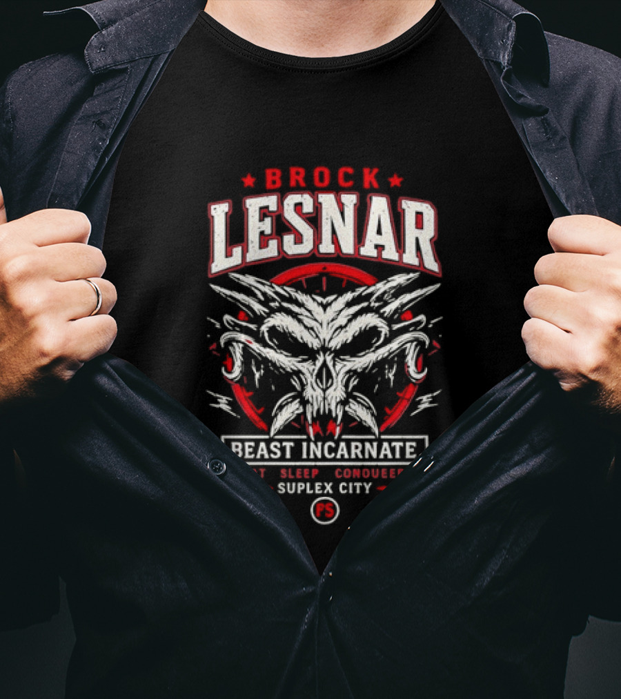 Brock Lesnar Beast Incarnate Eat Sleep Conquer Suplex City Skull Motif T-Shirt