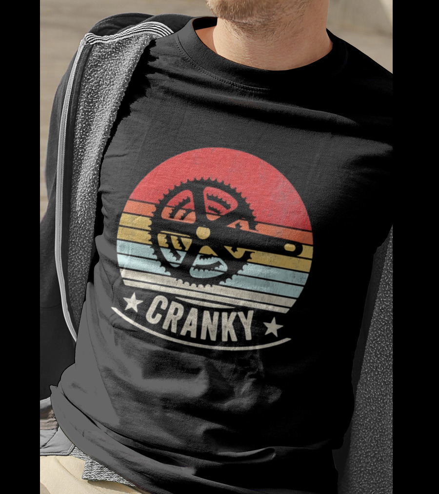 Cranky Sunset Bike Crank Retro Vintage Cycling T-Shirt