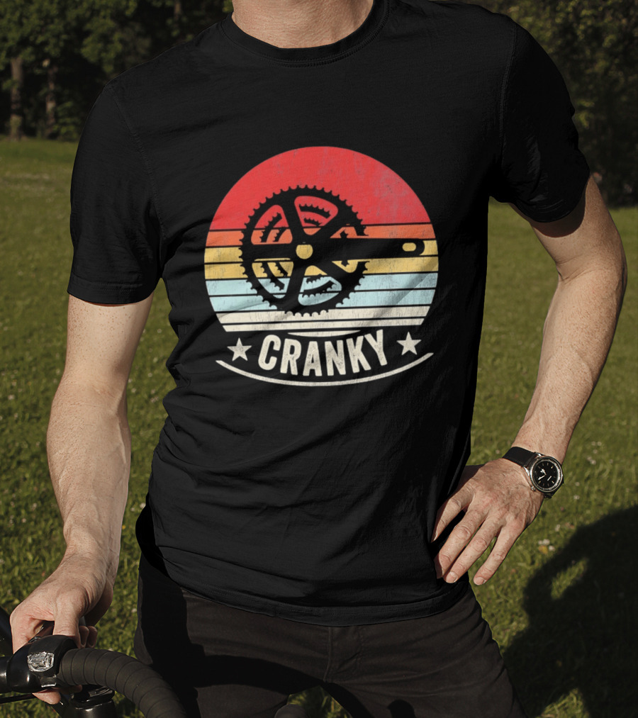 Cranky Sunset Bike Crank Retro Vintage Cycling T-Shirt