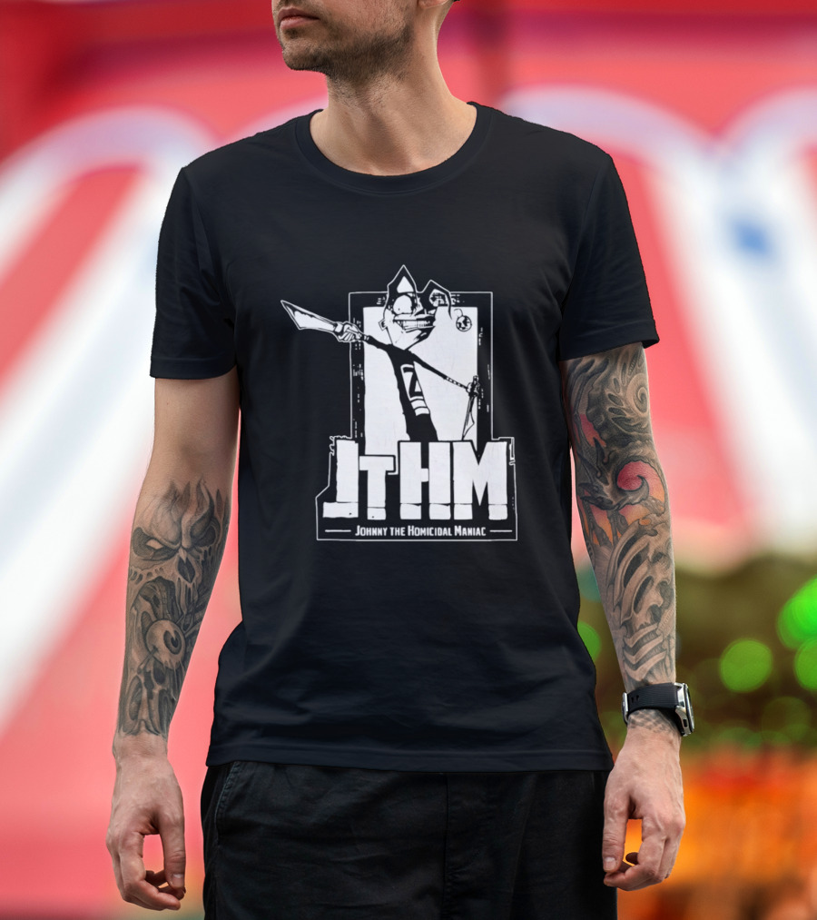 JTHM Johnny The Homicidal Maniac Distressed Black And White Comic T-Shirt