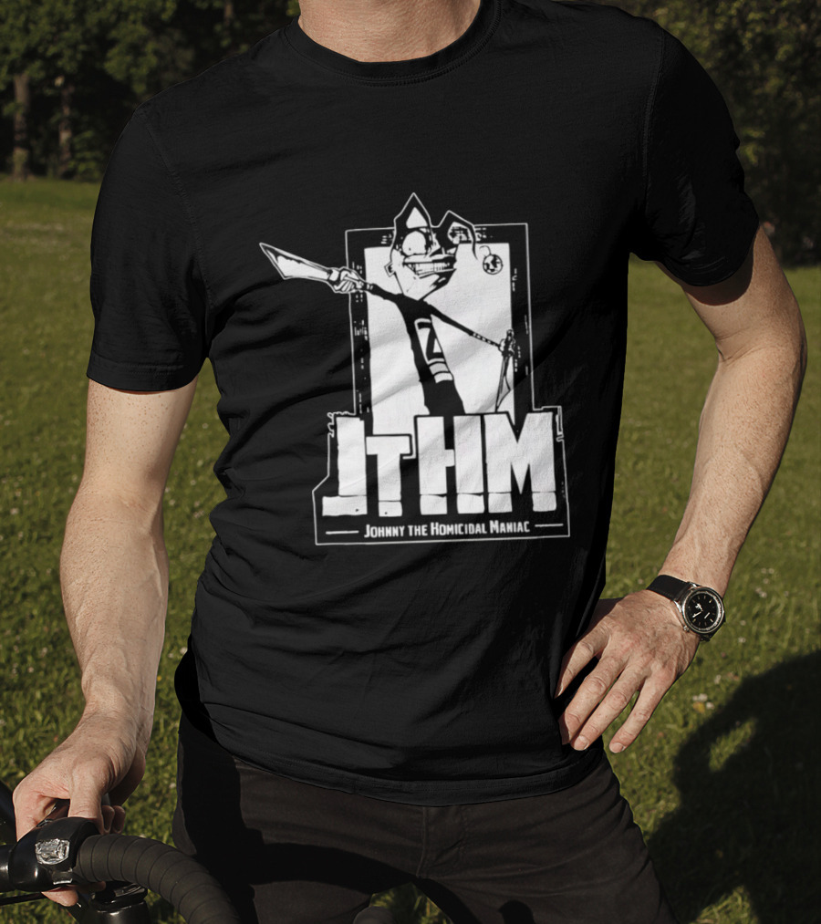 JTHM Johnny The Homicidal Maniac Distressed Black And White Comic T-Shirt