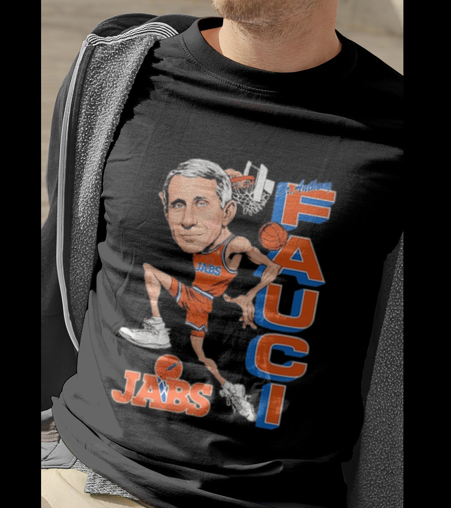 Dr Anthony Fauci Jabs Basketball Slam Dunk Caricature T-Shirt