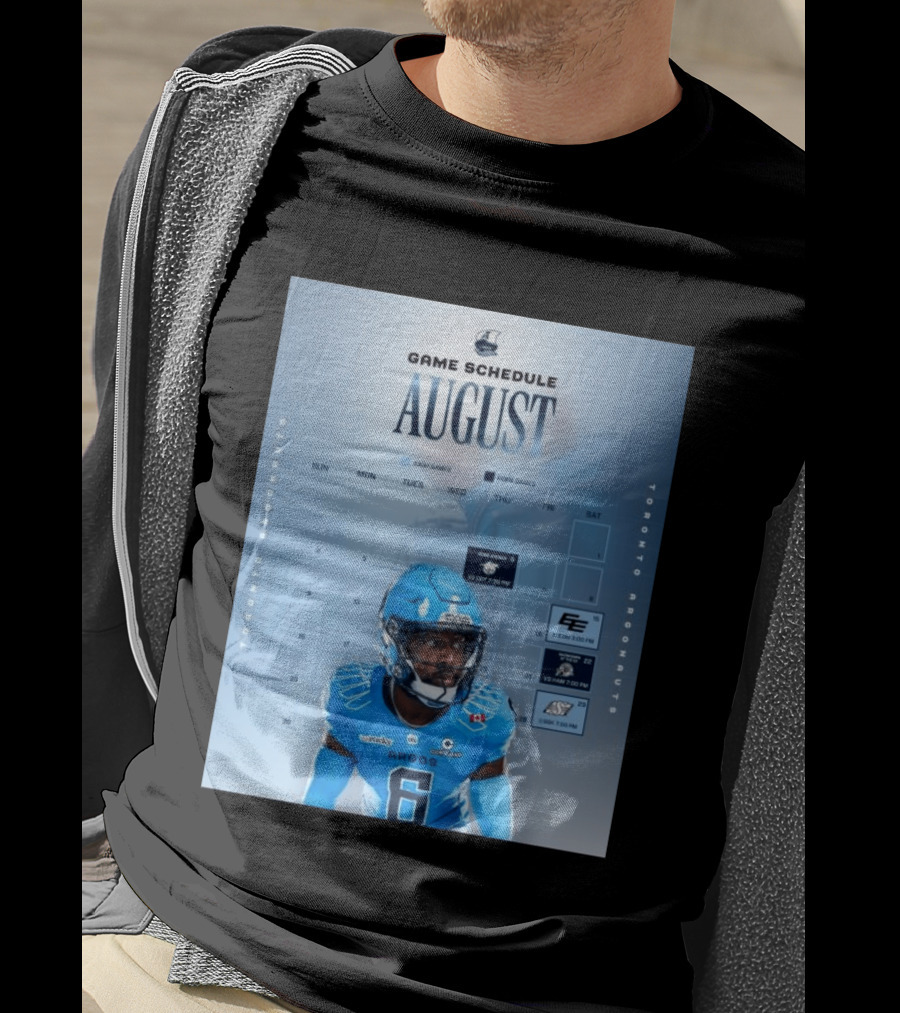 Toronto Argonauts August Game Schedule 2023 CFL Football Player Calendar T-Shirt