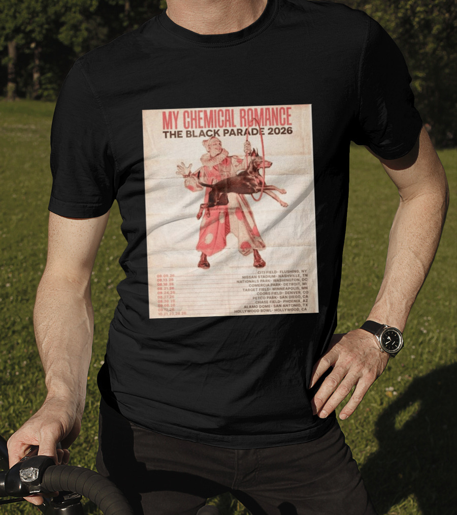 My Chemical Romance The Black Parade 2026 Tour Dates Clown And Dog T-Shirt