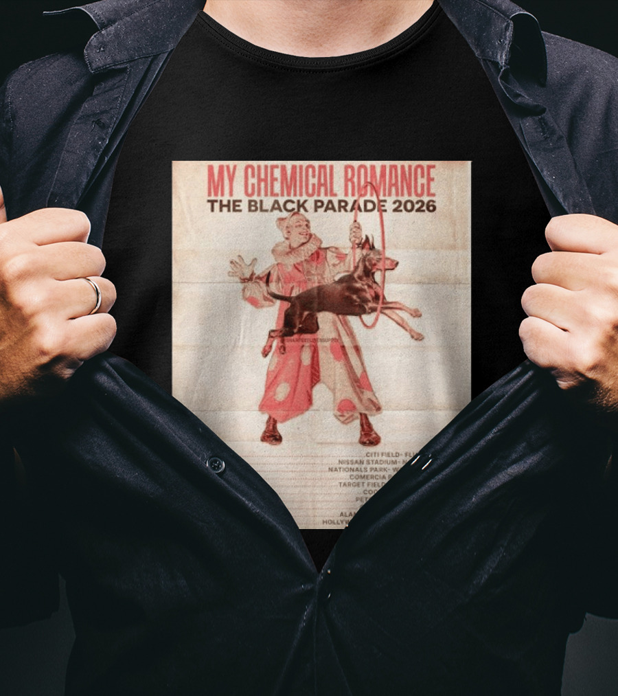 My Chemical Romance The Black Parade 2026 Tour Dates Clown And Dog T-Shirt