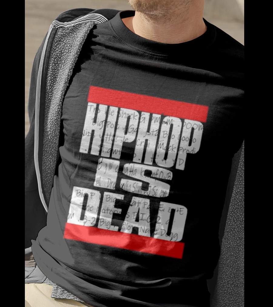 Hip Hop Is Dead White Text With Red Bars T-Shirt