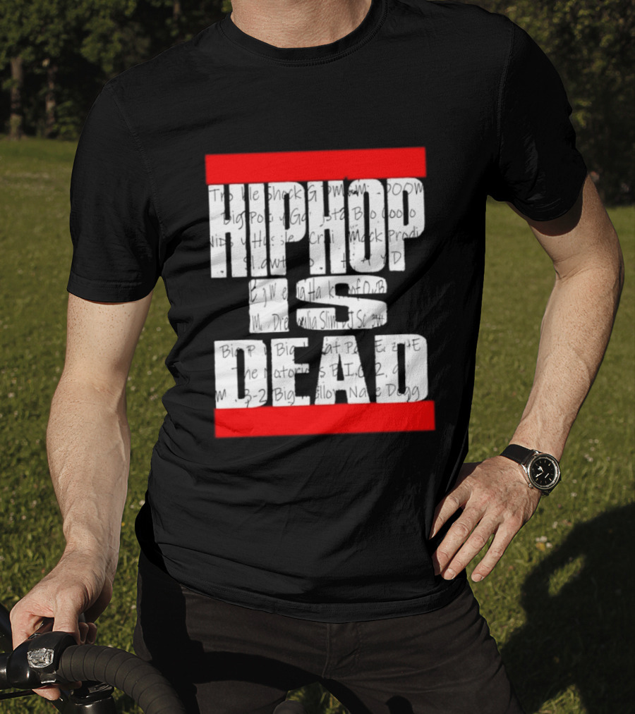 Hip Hop Is Dead White Text With Red Bars T-Shirt