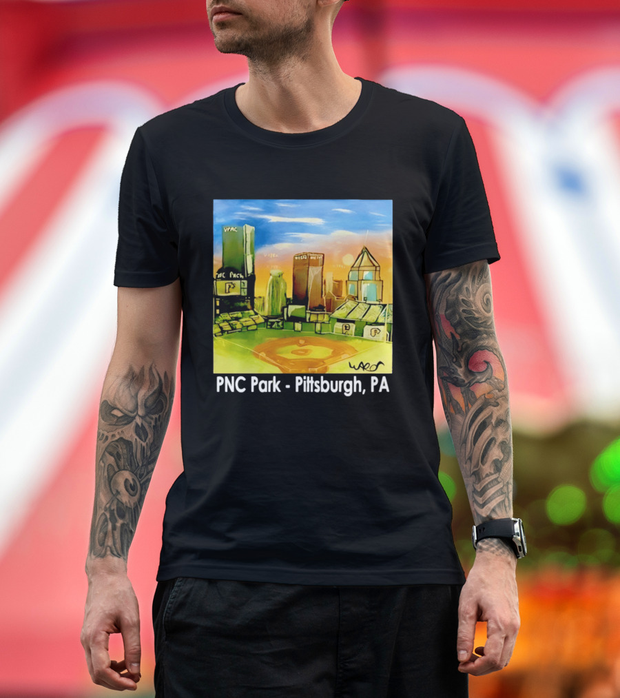 PNC Park Pittsburgh PA Baseball Skyline Art Print T-Shirt