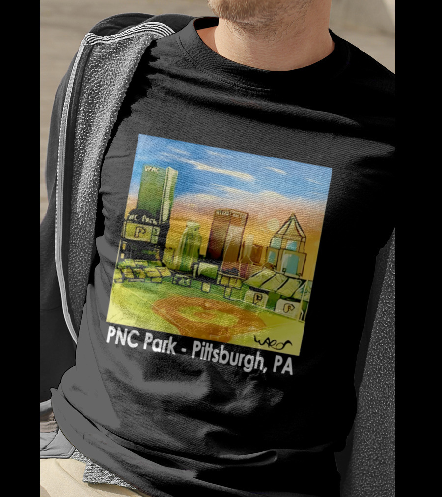 PNC Park Pittsburgh PA Baseball Skyline Art Print T-Shirt
