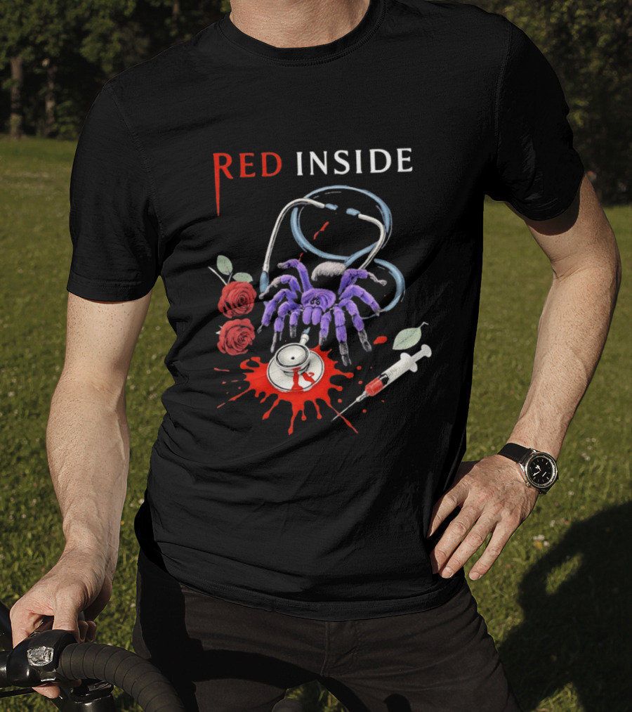 Red Inside Purple Tarantula Stethoscope Syringe Roses T-Shirt