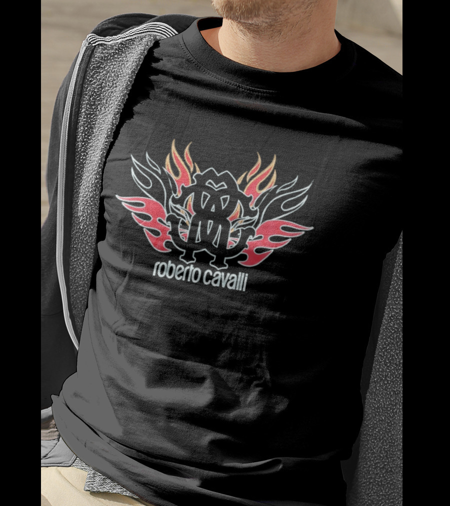 Roberto Cavalli Flaming Logo Fashion T-Shirt