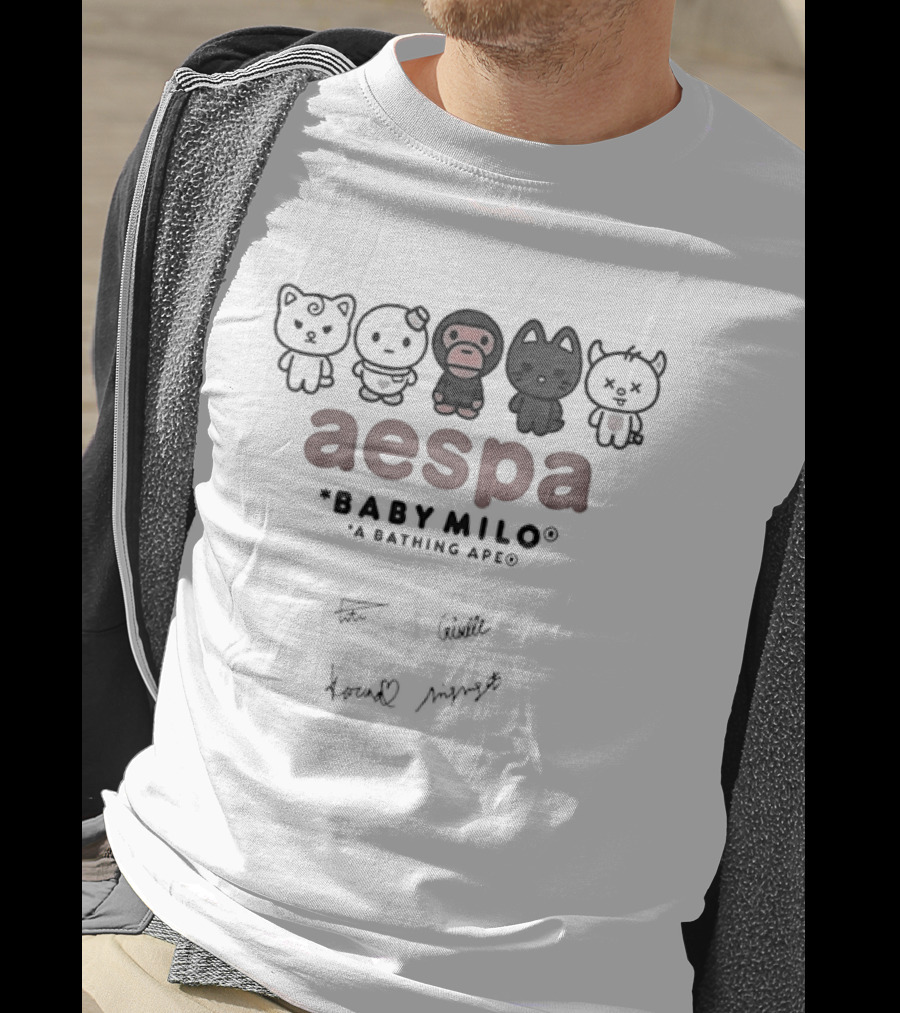 Aespa Collaboration With Baby Milo A Bathing Ape And Karina Winter T-Shirt