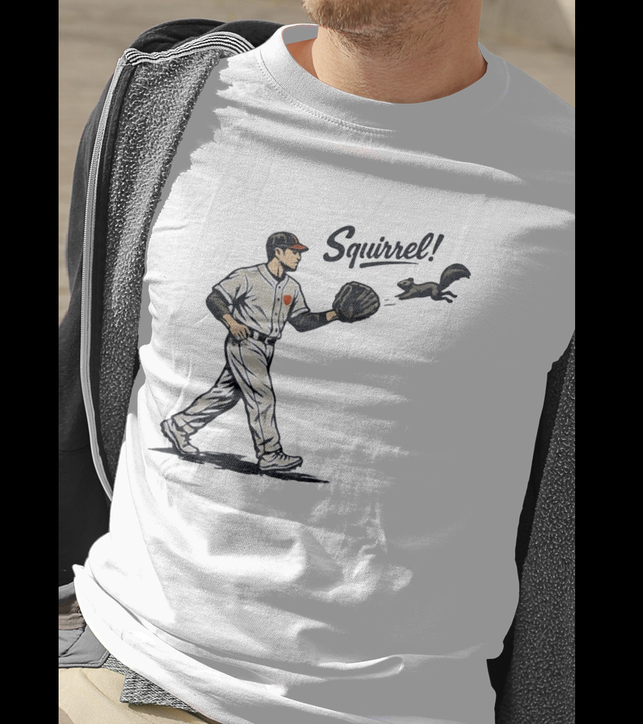 Baseball Player With Glove And Squirrel Chase T-Shirt