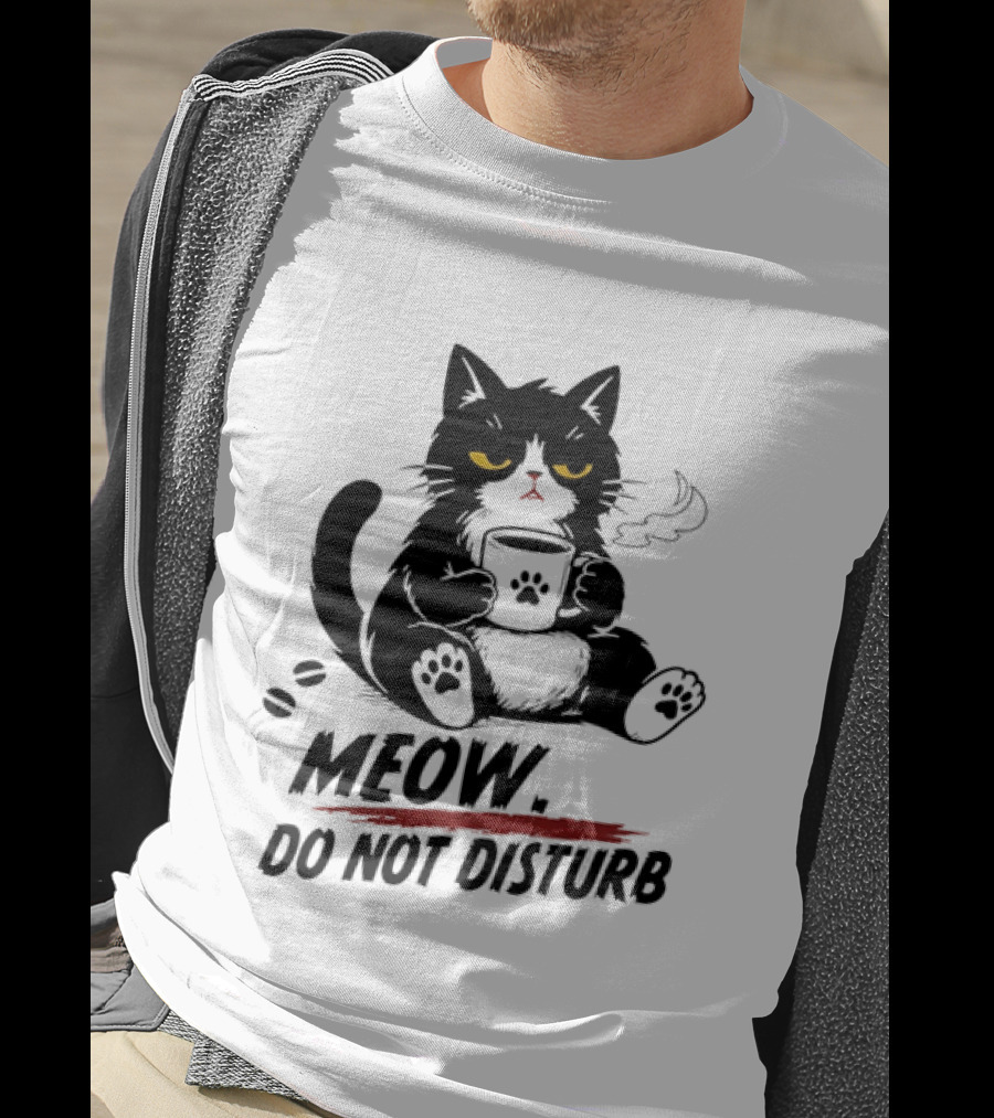 Meow Do Not Disturb Grumpy Cat Coffee Paw Stamp Vapor T-Shirt