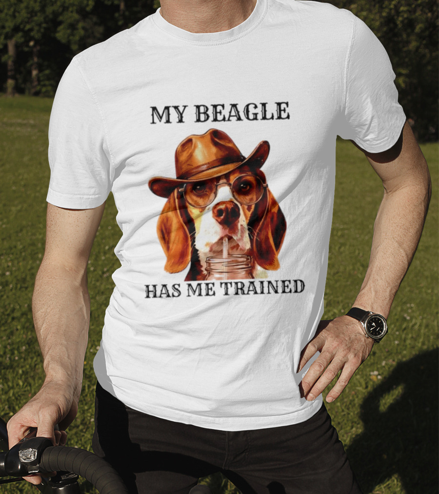 My Beagle Has Me Trained Cowboy Beagle With Hat And Glasses T-Shirt