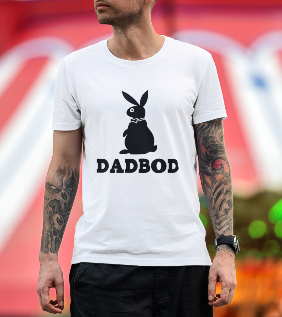 Dadbod Bunny Rabbit Dad Bod Fatherhood Humor Bow Tie T-Shirt