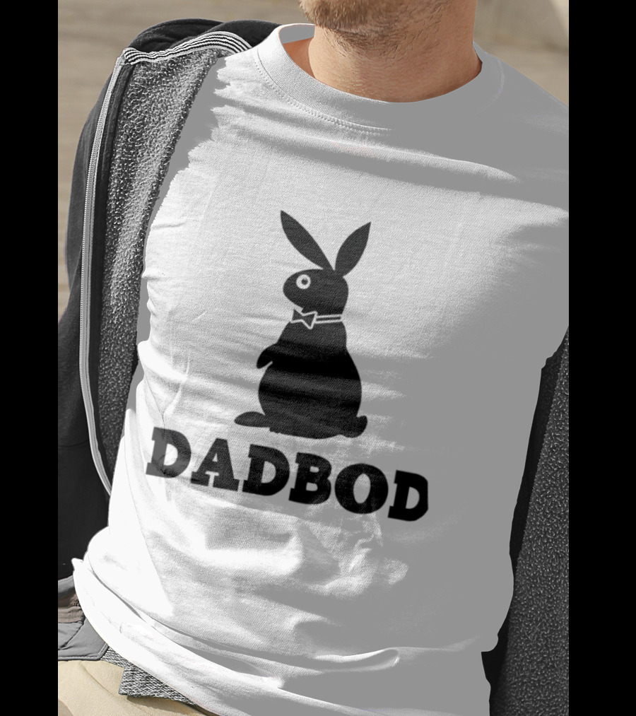 Dadbod Bunny Rabbit Dad Bod Fatherhood Humor Bow Tie T-Shirt