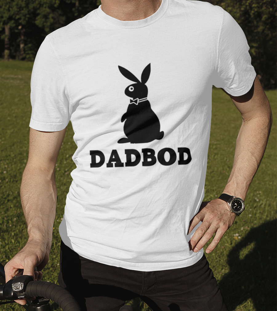 Dadbod Bunny Rabbit Dad Bod Fatherhood Humor Bow Tie T-Shirt
