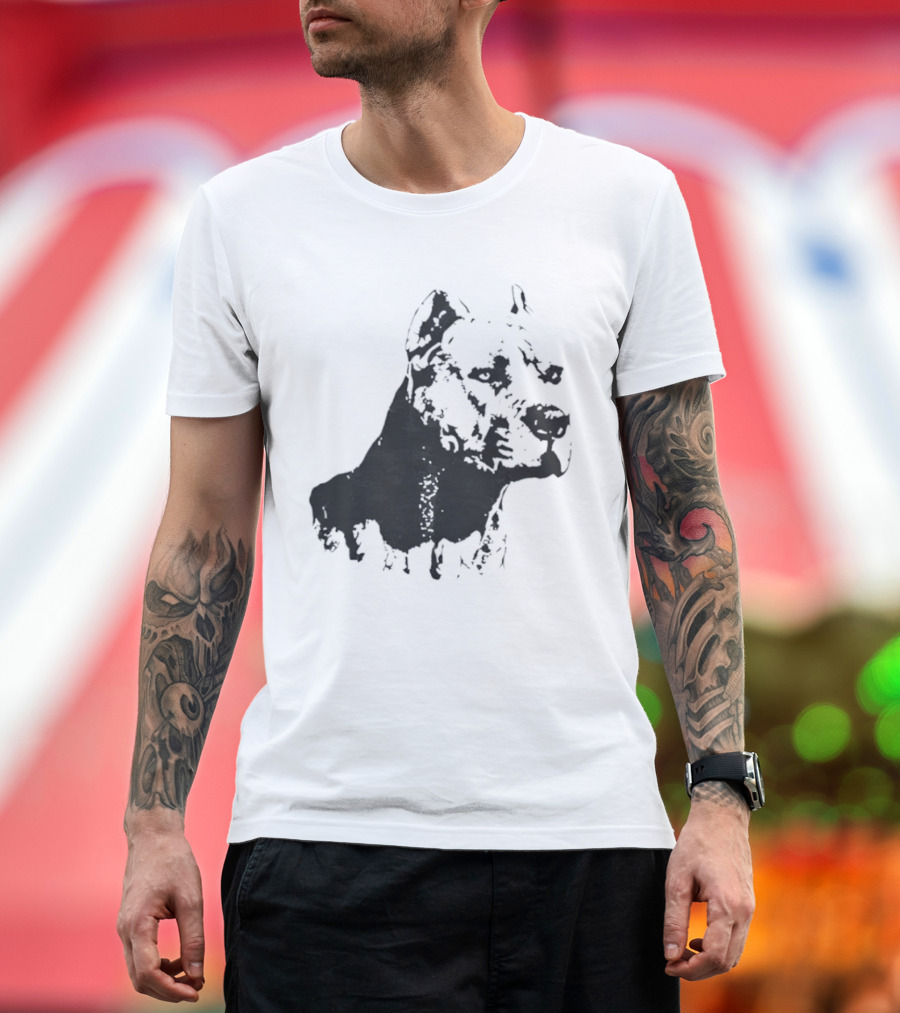 Distressed Pit Bull Dog Face Art For Dog Lovers T-Shirt