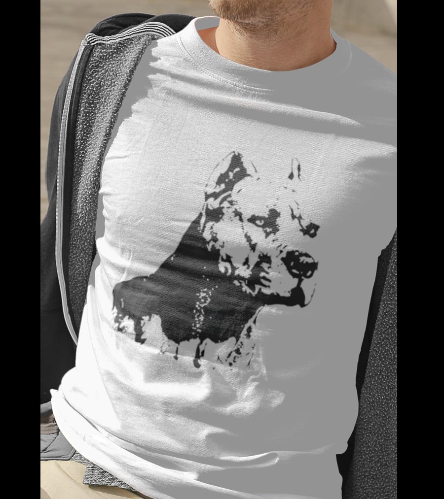 Distressed Pit Bull Dog Face Art For Dog Lovers T-Shirt