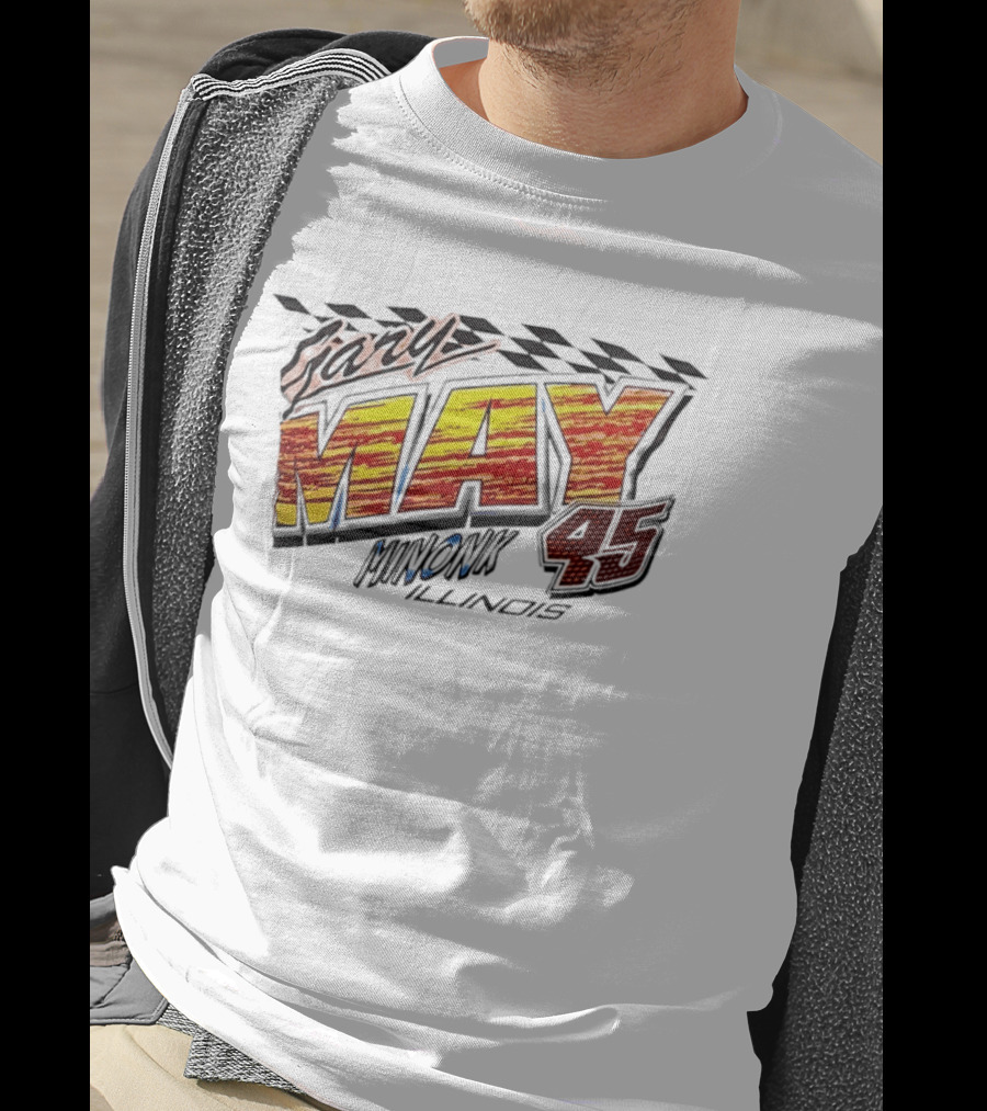 Gary May 45 Minonk Illinois Racing Motorsports Checkerboard T-Shirt