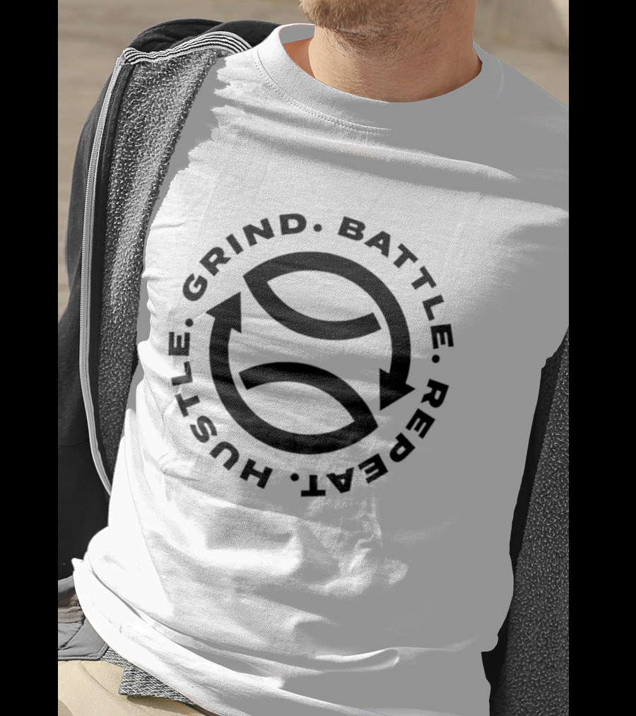Grind Battle Hustle Repeat Motivational Cycle Arrows T-Shirt