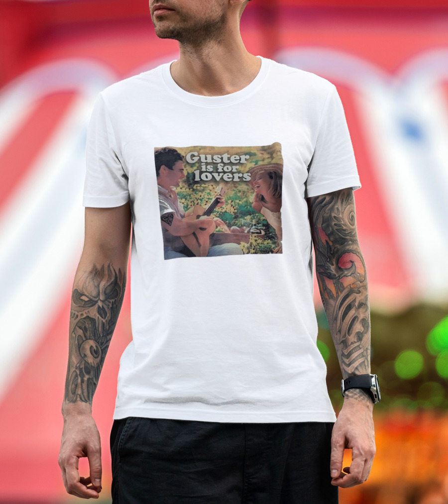 Guster Is For Lovers Romantic Picnic Scene With Guitar And Smiling Couple T-Shirt