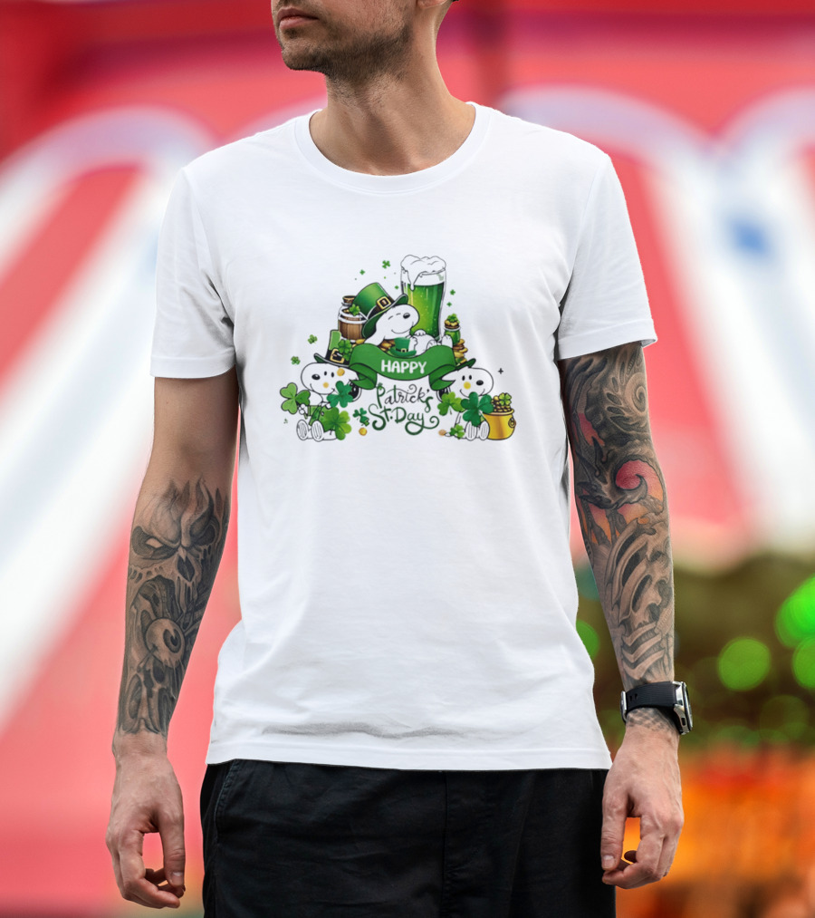 Snoopy St Patrick's Day Peanuts Shamrock Happy T-Shirt